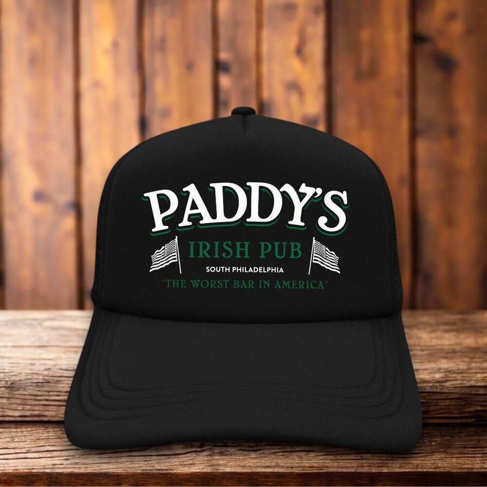 Always Sunny In Philadelphia Paddy's Pub Mens Trucker Hat Black Ball Cap - Picture 1 of 4